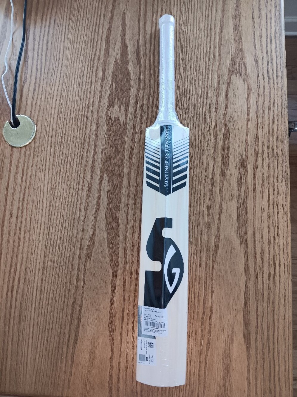 Cricket Bat SG  in White with Black Logo